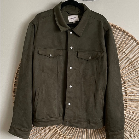 Goodfellow & Co Other - Goodfellow & Co Olive Green Men’s Faux Suede Bomber Jacket Size XL